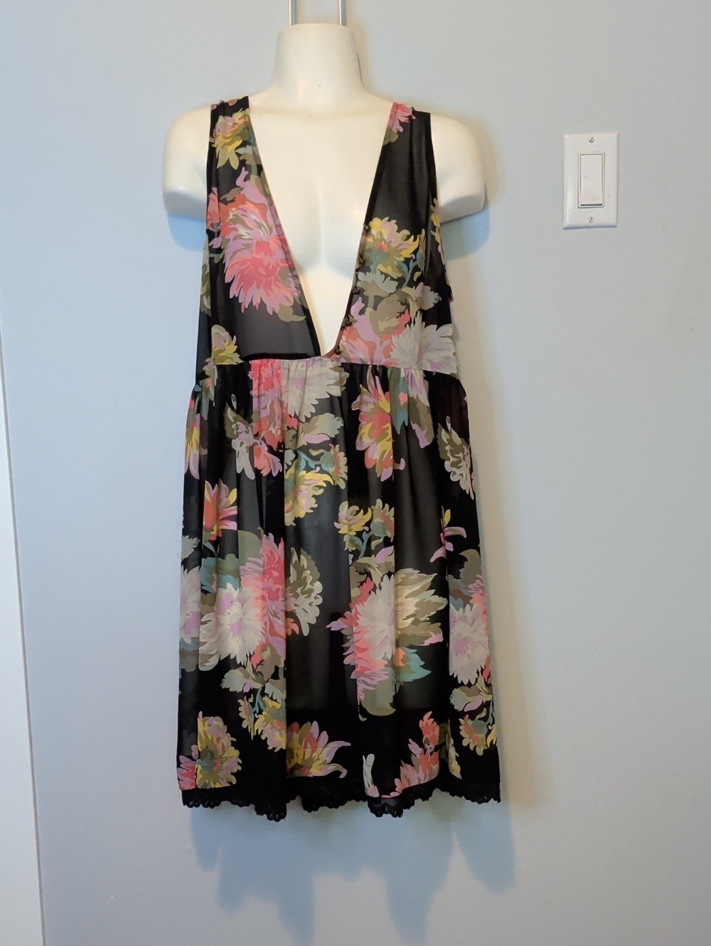 Anthropologie Maeve "Violetta" babydoll dress, a sheer black mini dress